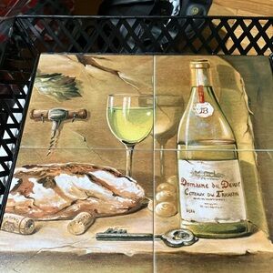 Wine and Bread Ceramic Tile Art